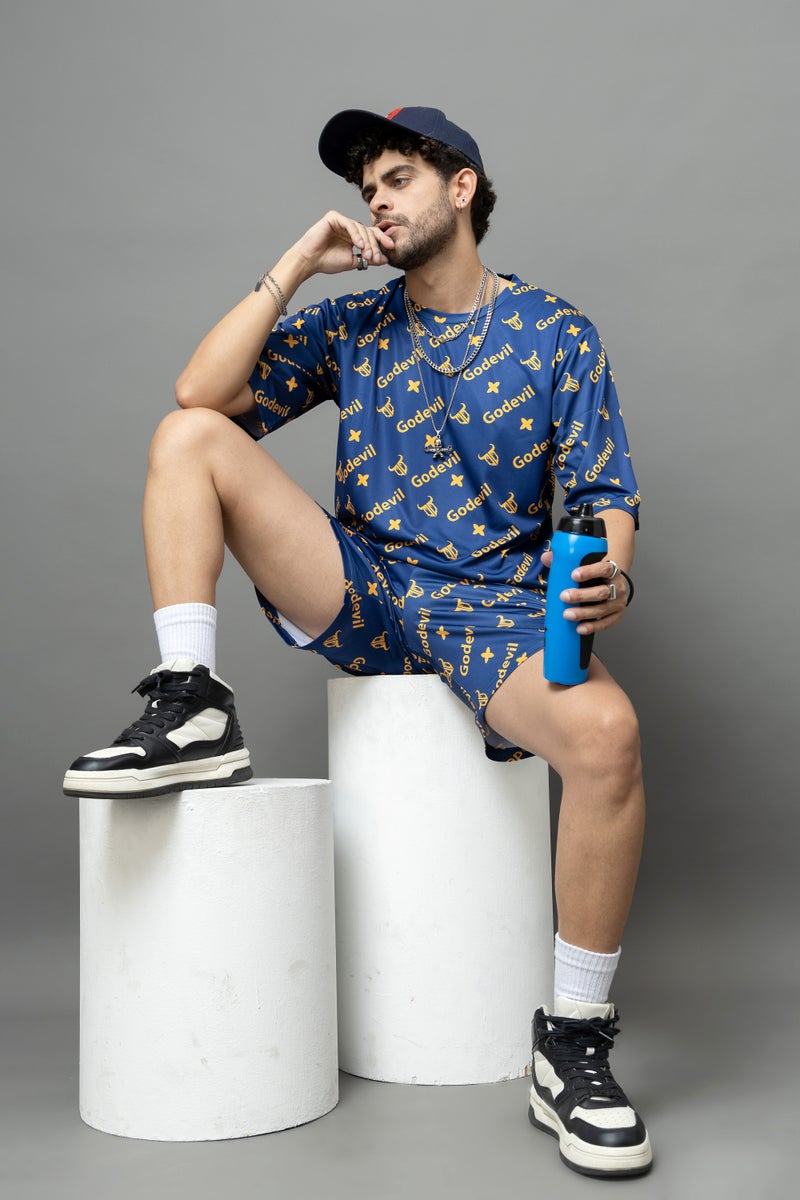Go Devil Printed Blue Co-Ord Set For Men - Image 4